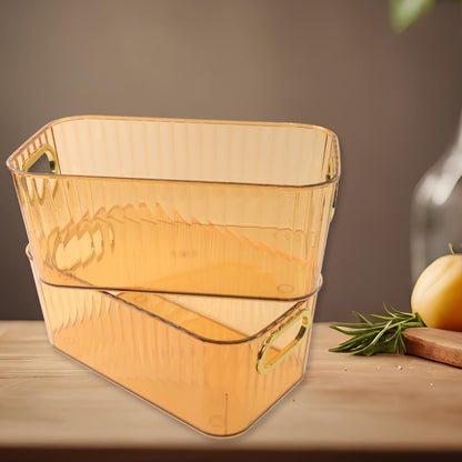 Premium Ribbed Transparent Storage Basket