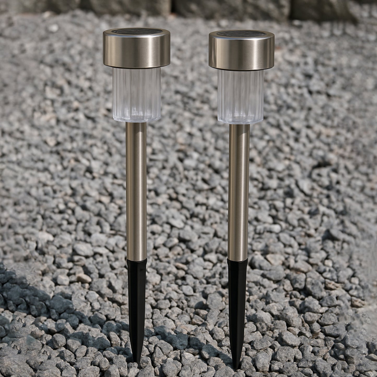 Solar-powered Stainless Steel Garden Pathway Lights 31x4 Cm (2 Pc)