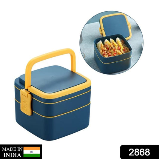 Blue Double-layer Portable Lunch Box